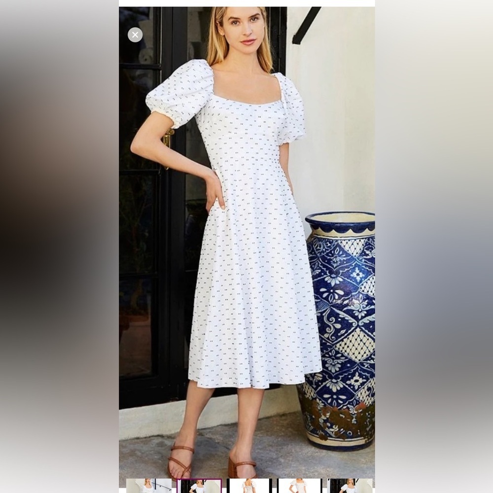 ANTONIO MELANI White and Black Patterned Midi Dress - Picture 2 of 8